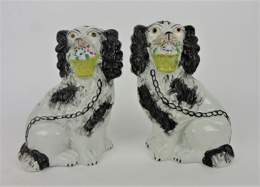 Staffordshire pair of black and white spaniels (1 of 1)