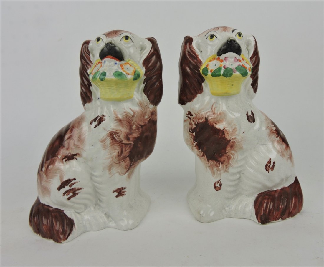 Staffordshire pair of brown and white spaniels (1 of 1)