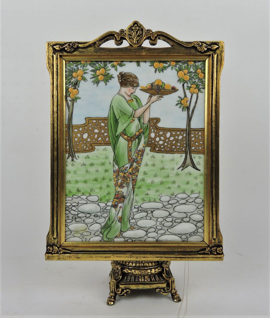 French porcelain plaque on stand of lady (1 of 1)