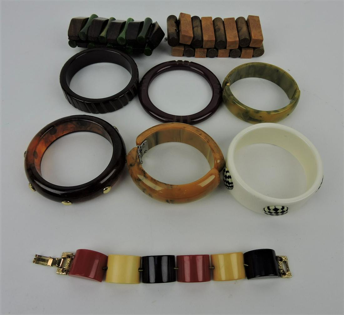 Bakelite lot of 9 bracelets: .