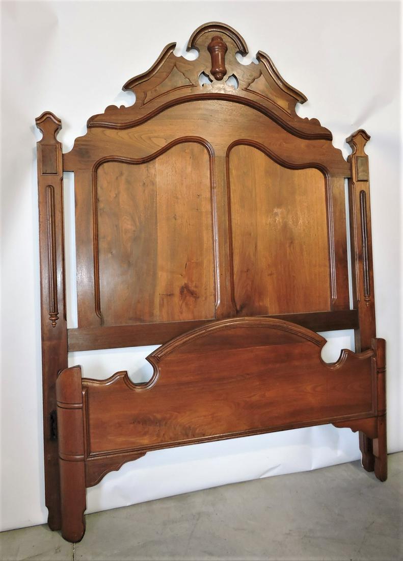 Walnut Victorian high back bed,: 78"h, 58"w
