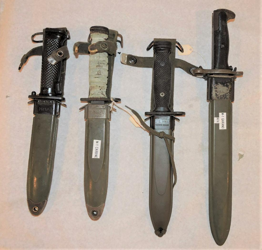 Lot of 4 M1 Grand and M1 Carbine: bayonets