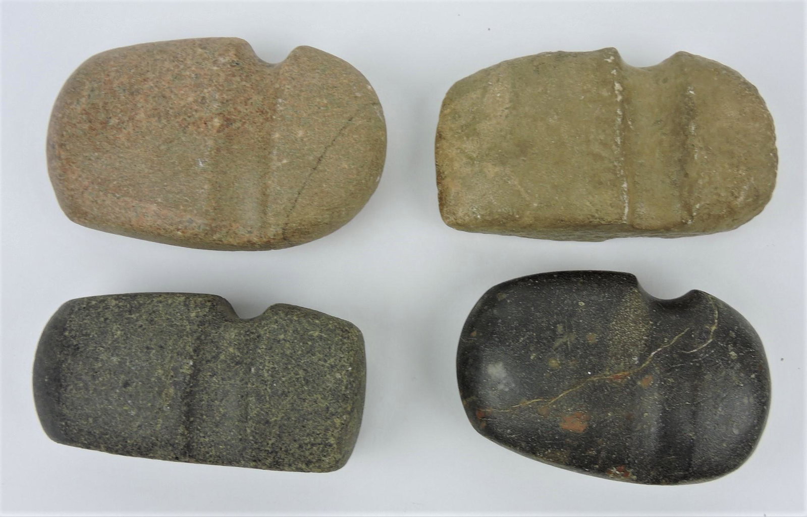Lot of 4 American Indian 3/4 groove: axes, 4 3/8" to 5 3/8"