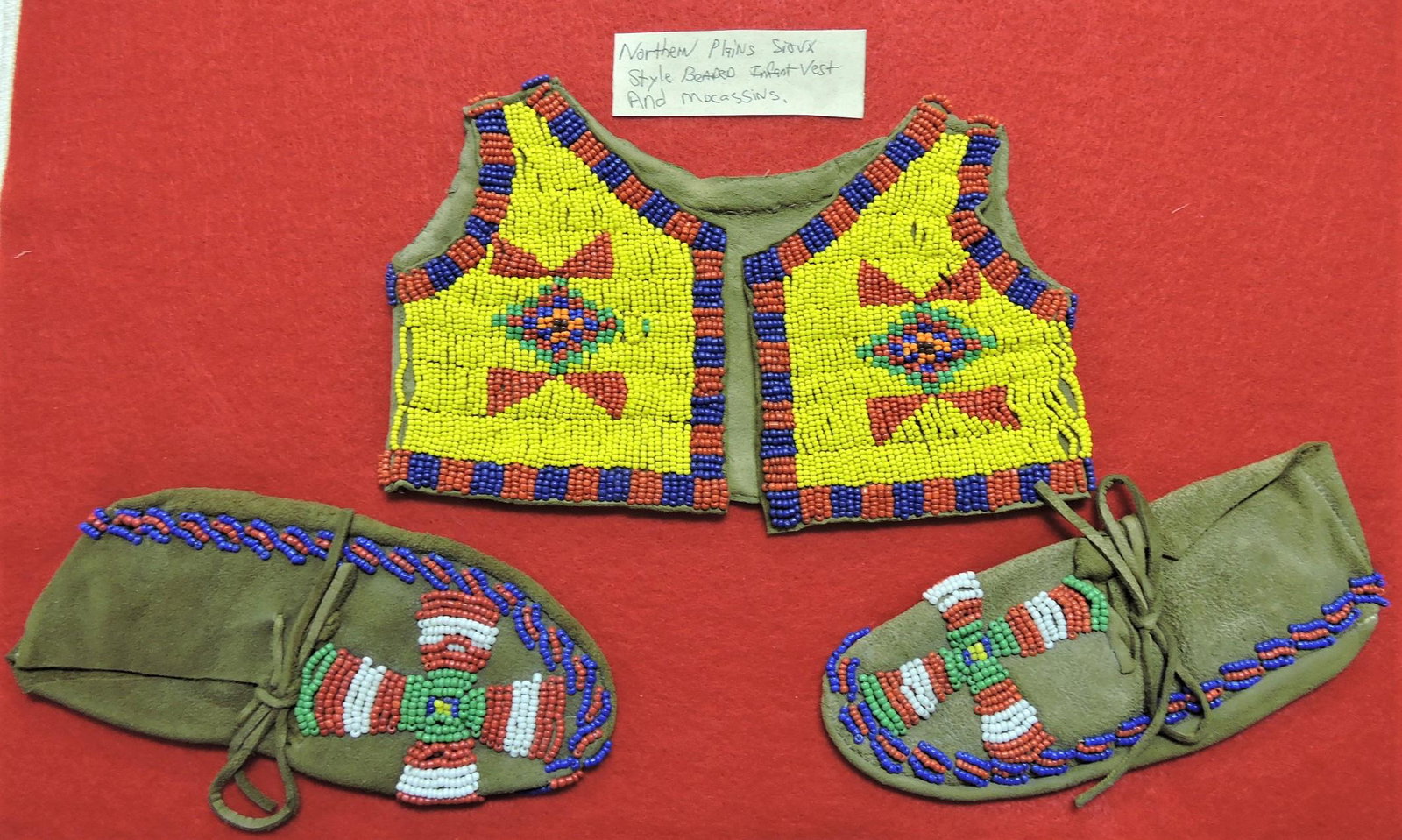 American Indian Northern Plains Sioux: infant beaded vest and moccasins