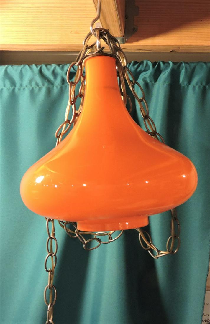 Mid Century Modern orange pendant: hanging lamp