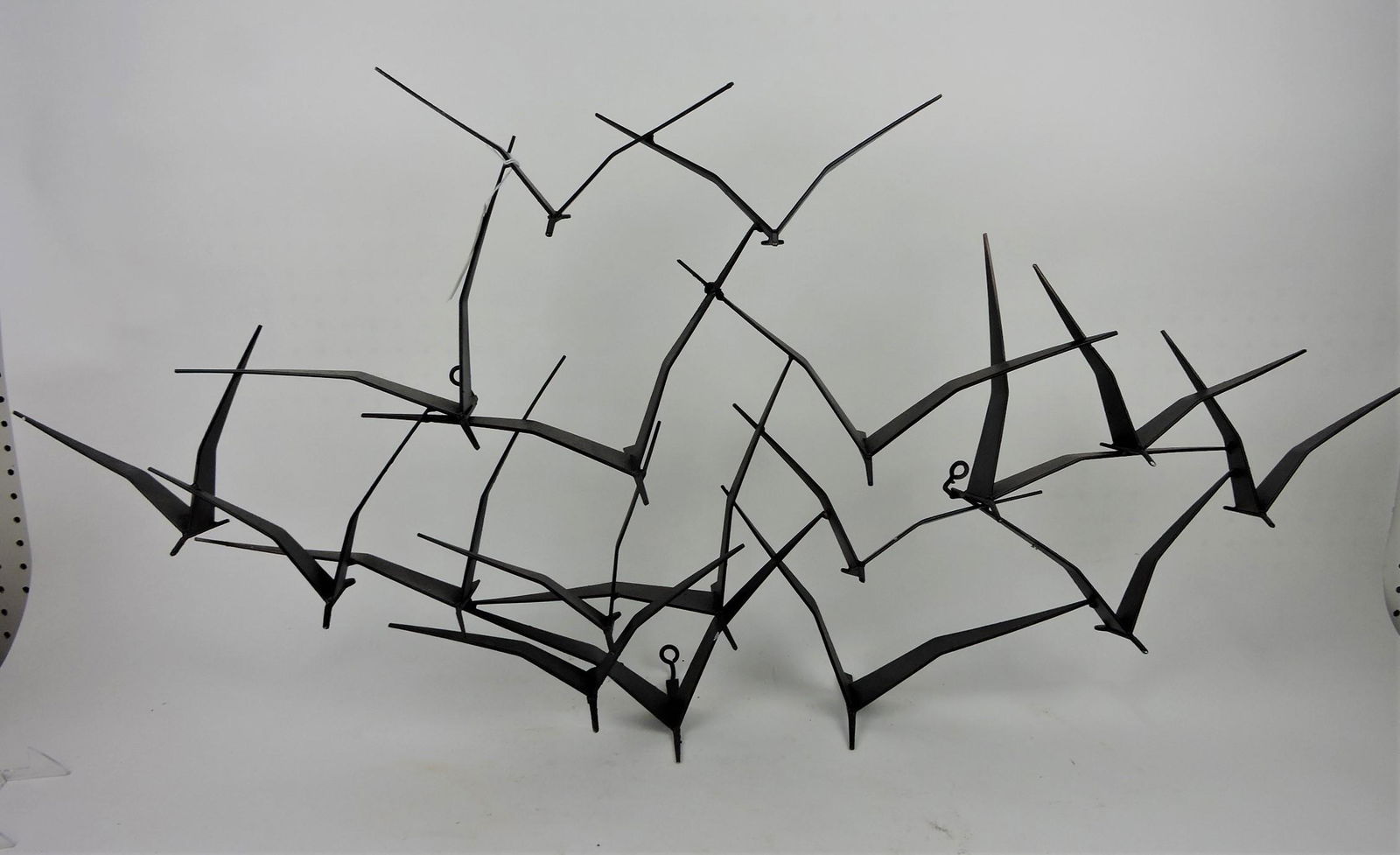 Mid Century Modern metal sculpture: "Seagulls in Flight" by Curtis Jere', 45" x 21"