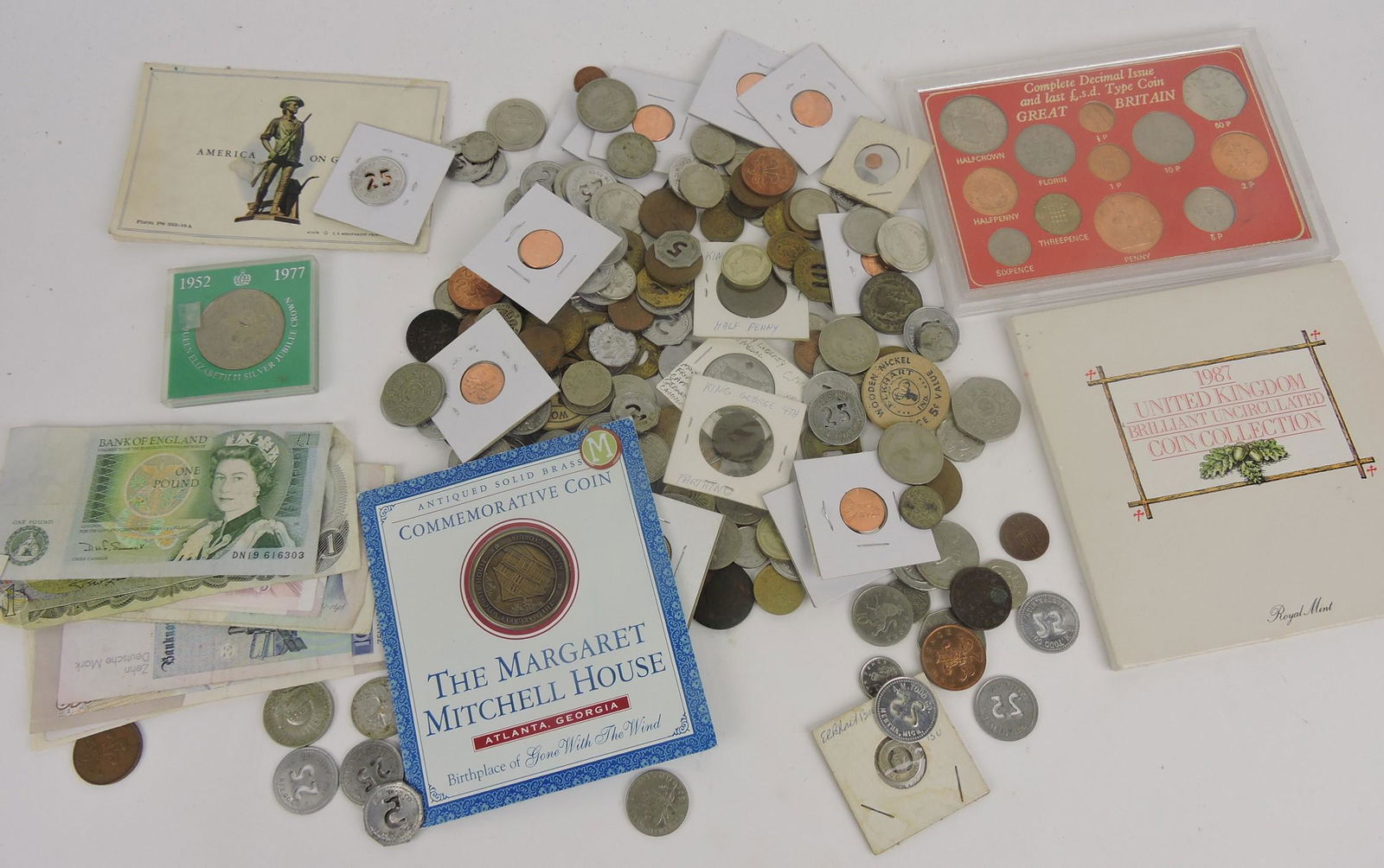 Bag of foreign coins, currency, tokens, and (1 of 1)