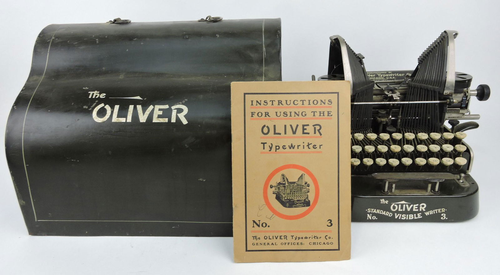 Oliver No. 3 typewriter with cover and (1 of 3)