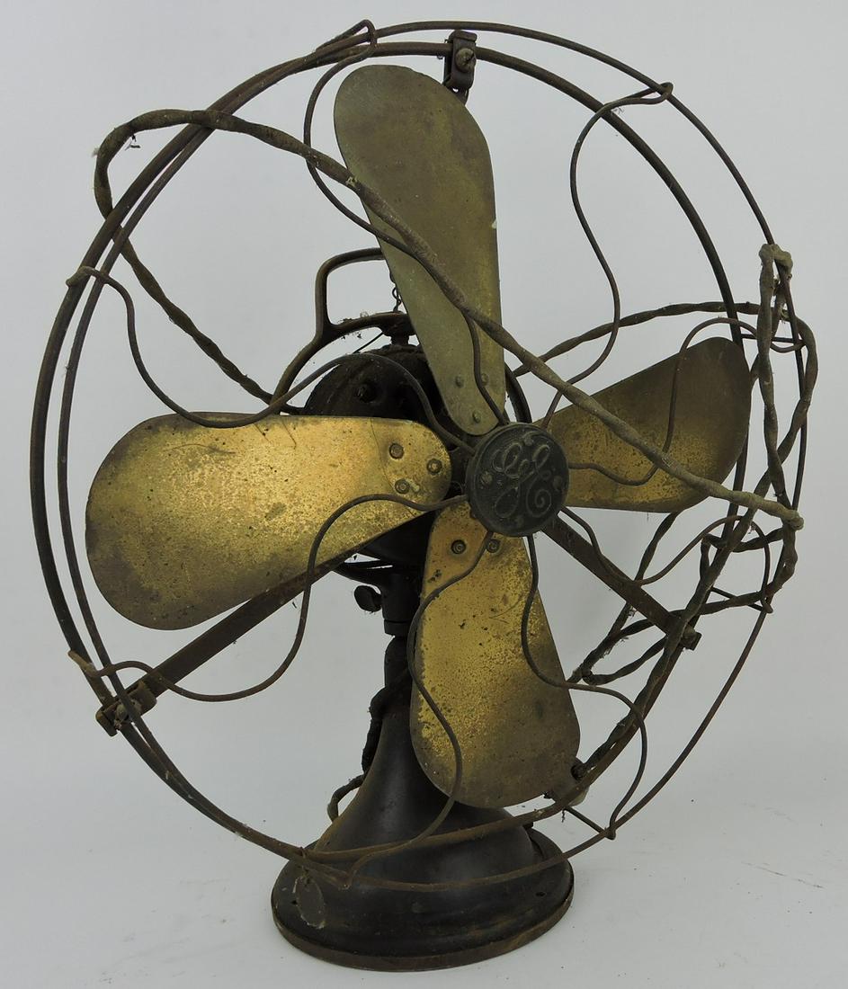 GE brass blade oscillating fan, 17"d (1 of 1)