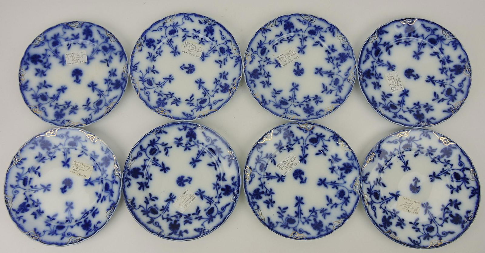 Flow Blue Colonial set of 8 - 8" plates, (1 of 1)