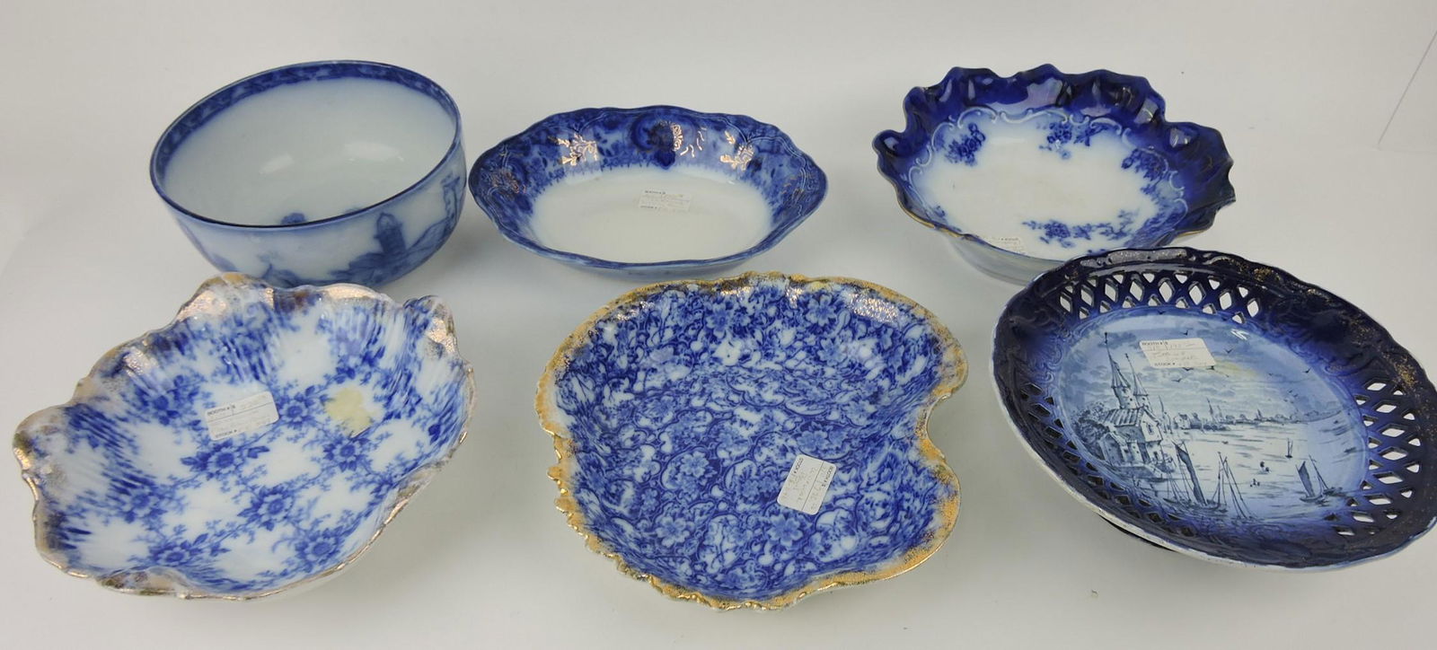 Flow Blue lot of 6 serving bowls and (1 of 1)