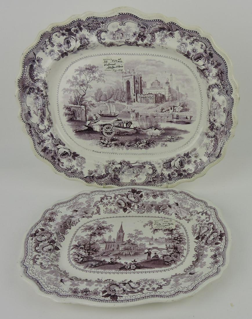 Transferware lot of 2 platters, 1 - 15 1/2", (1 of 1)