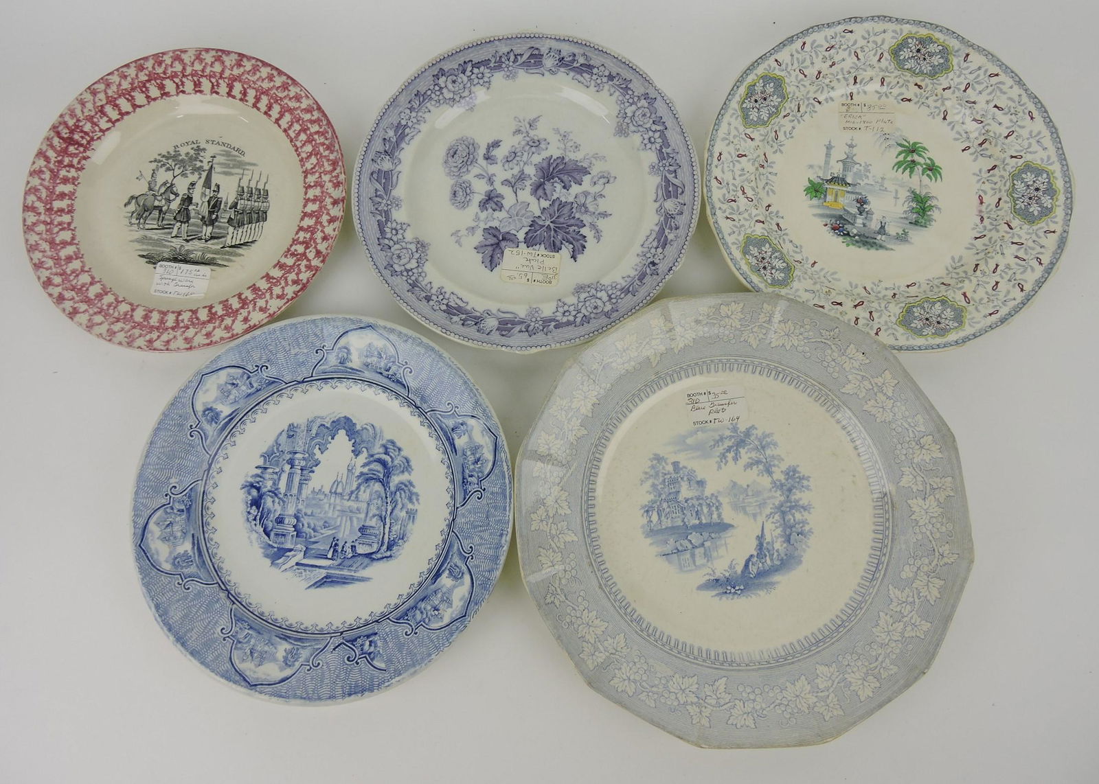 Transferware lot of 5 plates, various (1 of 1)