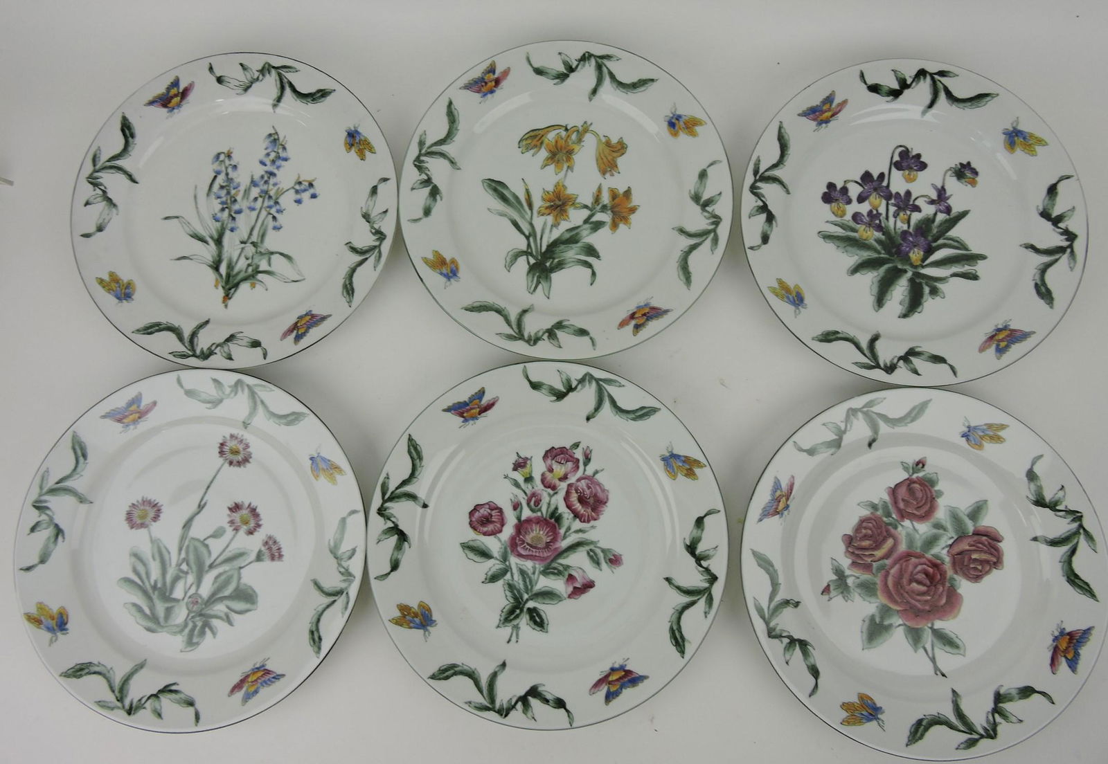 Botanical set of 6 - 10 1/2" cabinet plates, (1 of 1)