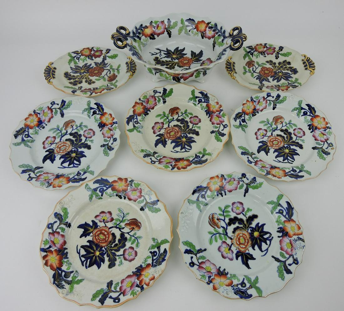Ironstone "Indian" lot of 8 pieces, various: condition