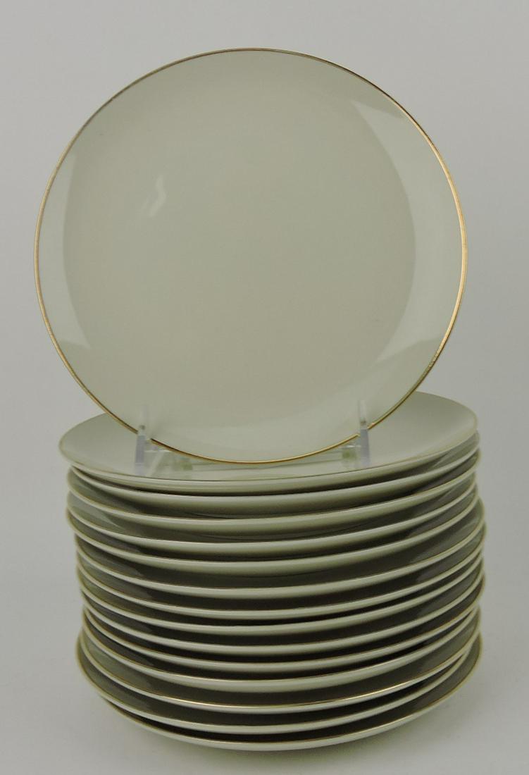 R.S. Fine China set of 15 - 7 1/2": gold trimmed dessert plates