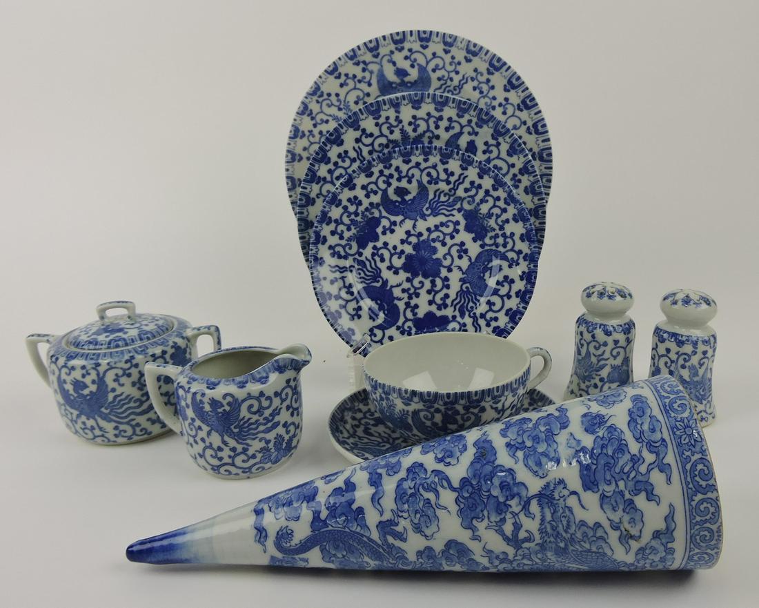 Japan blue & white Phoenix bird set of (1 of 2)