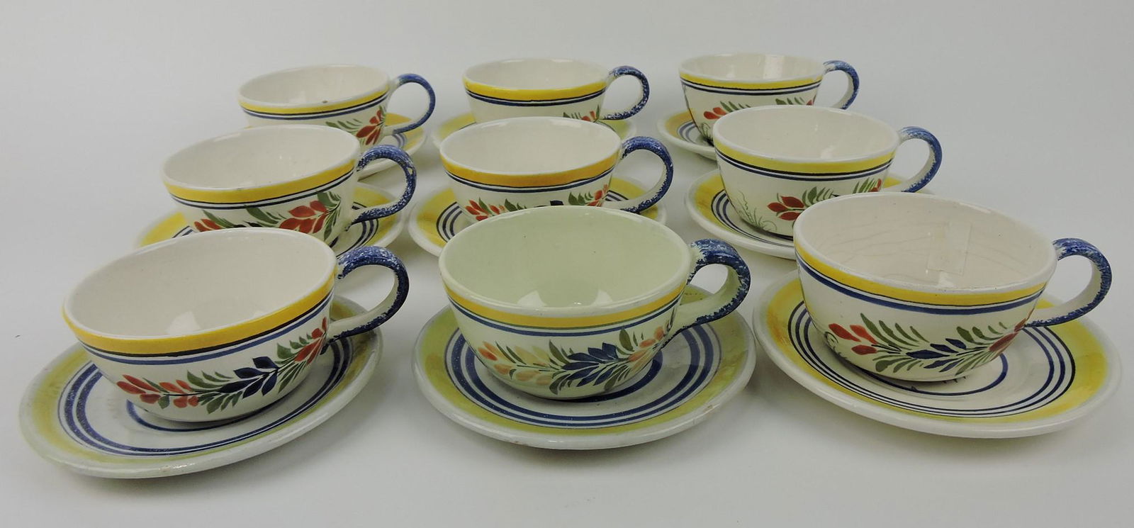 Quimper lot of 9 cups & saucers (1 of 1)