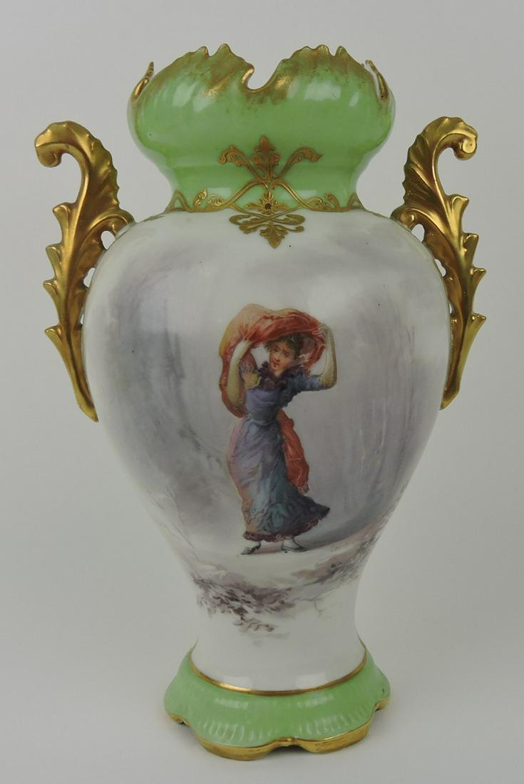Limoges hand painted vase with lady, 12" (1 of 1)