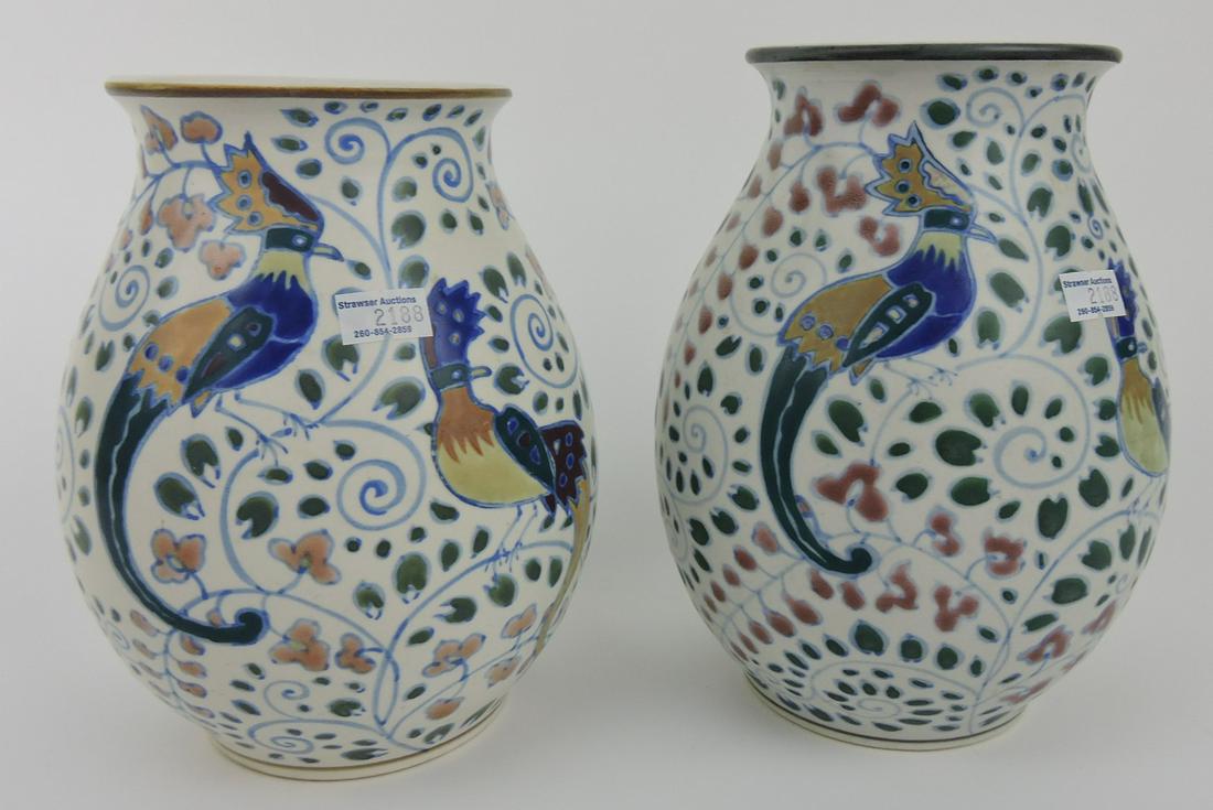 Kenilworth Nippon pair of bird vases,: 7 1/4"