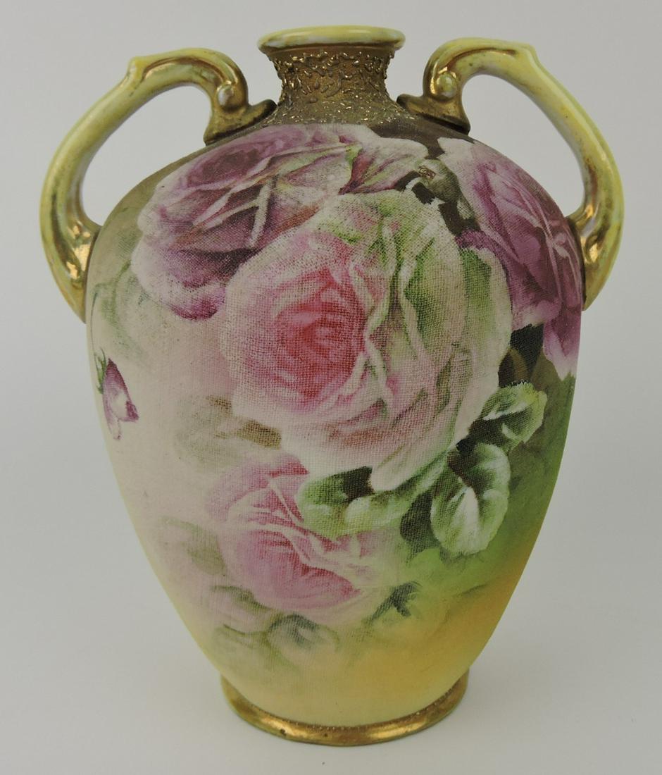 Nippon rose tapestry vase, double handled, (1 of 1)