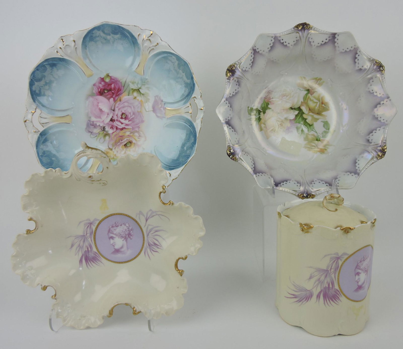 R.S. Prussia cake plate and deep bowl, (1 of 1)