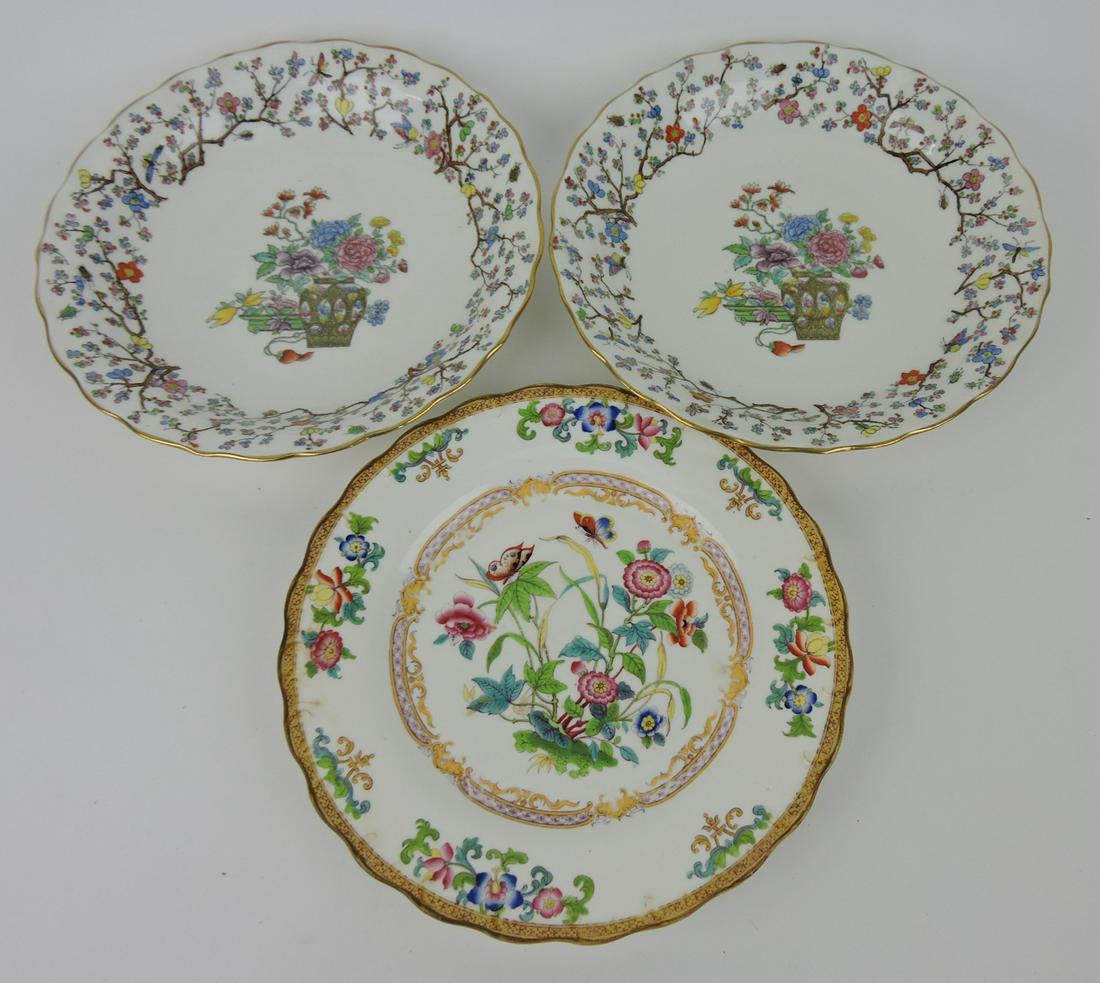 Spode Copeland pair of 9" bowls and: Minton & Boyle 9" plate (hairline)