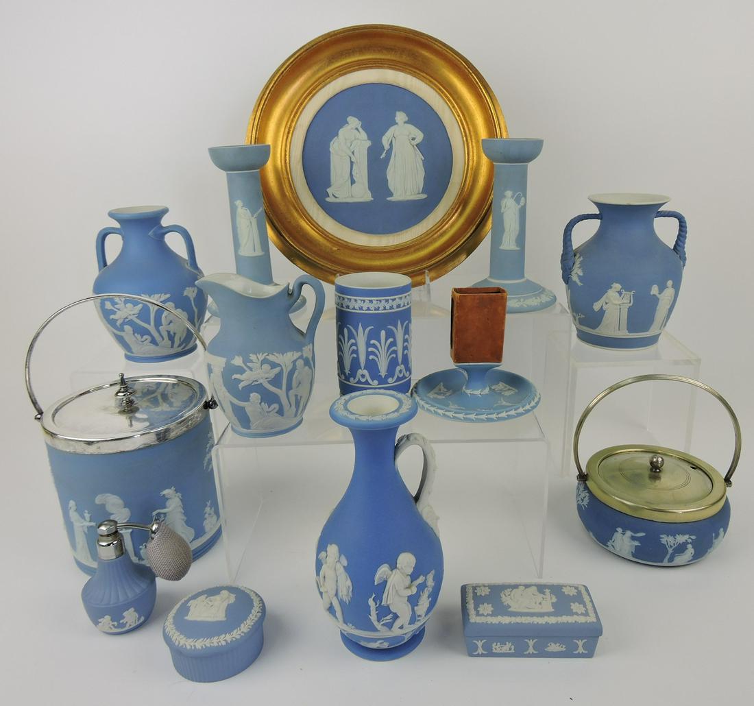 Wedgwood blue Jasperware lot of 14 (1 of 1)