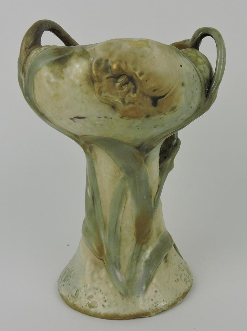 Amphora flower form vase, 9 1/2",: professional repair to flower stem