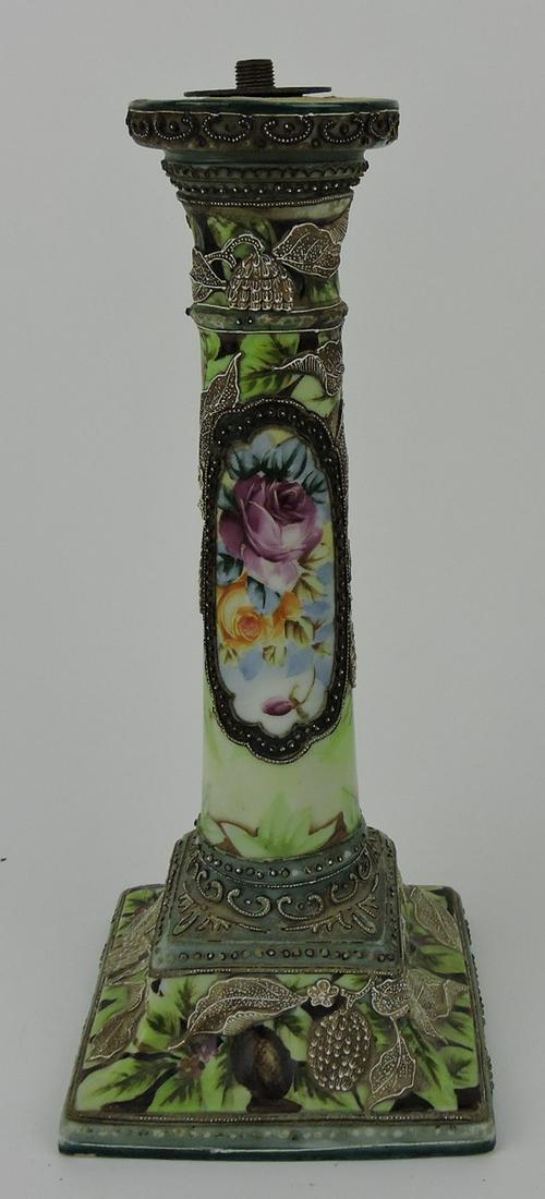 Nippon Moriage oil lamp base, 11": .