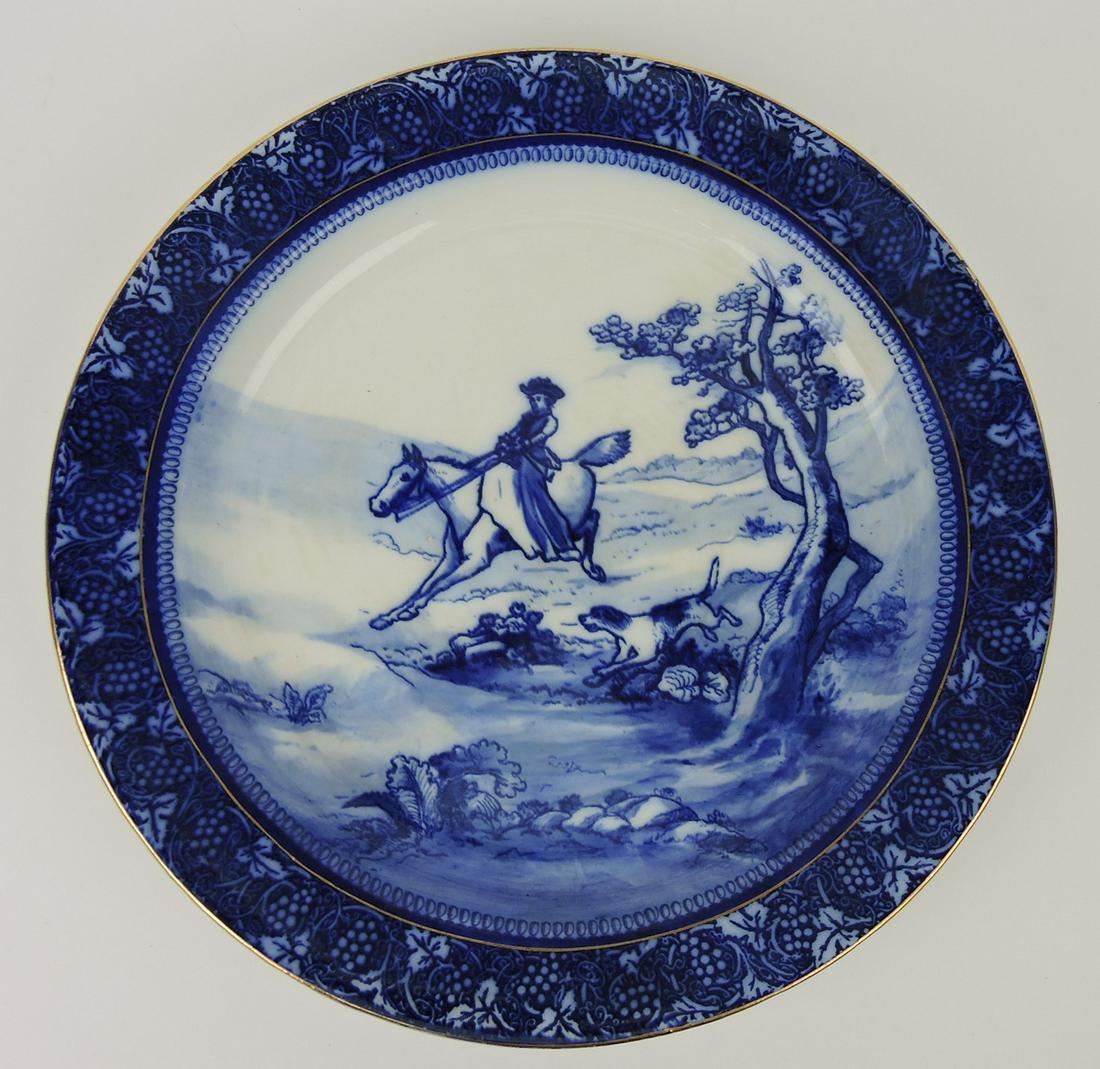 Royal Doulton flow blue fox hunt 14": charger