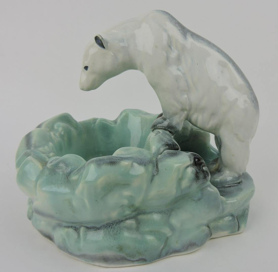 Czechoslovakia polar bear figural dish,: 7 1/2"