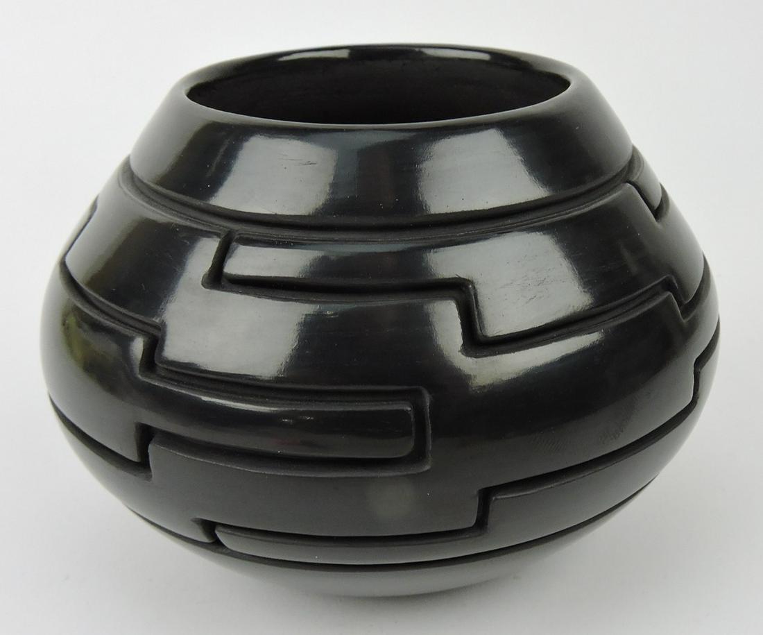 Cliff Roller Santa Clara blackware: vase, 4"h, 6"w