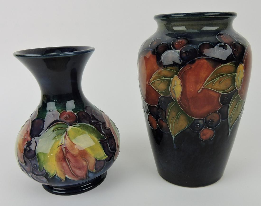 Moorcroft lot of 2 art pottery vases, (1 of 3)