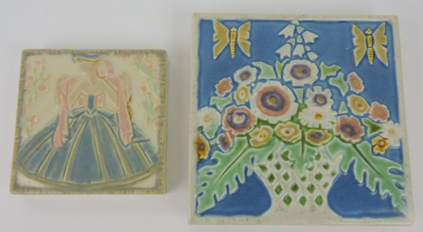 Rookwood art pottery 4" tile with girl (1 of 1)
