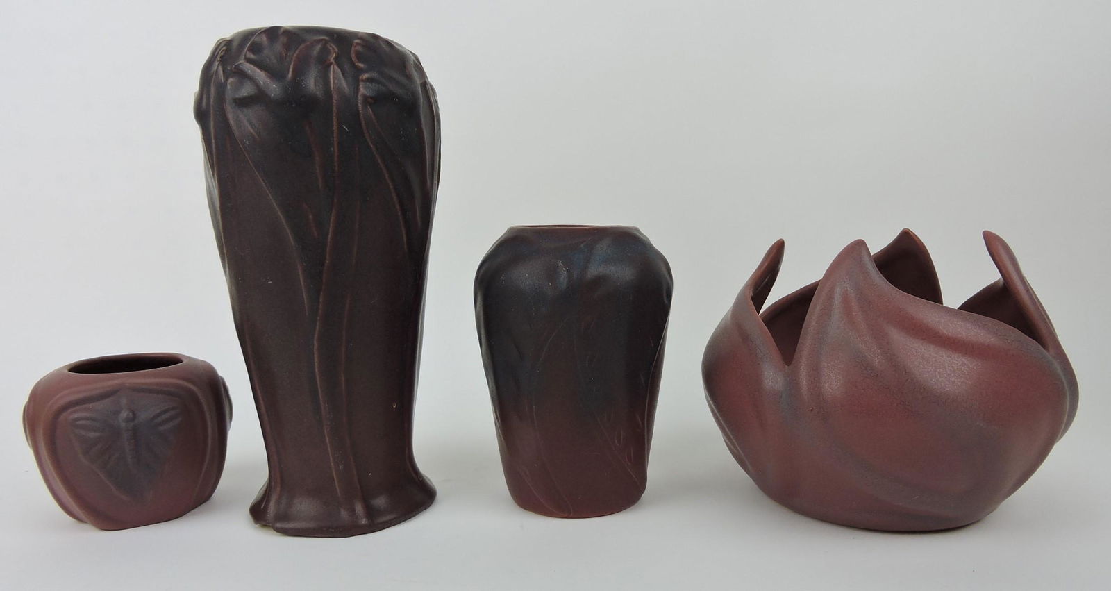 VanBriggle lot of 4 vases: 3" butterfly, (1 of 1)