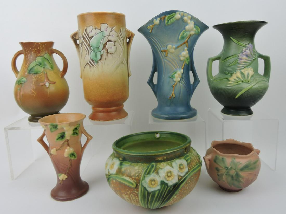 Roseville lot of 7 pieces: brown Fuchsia (1 of 1)