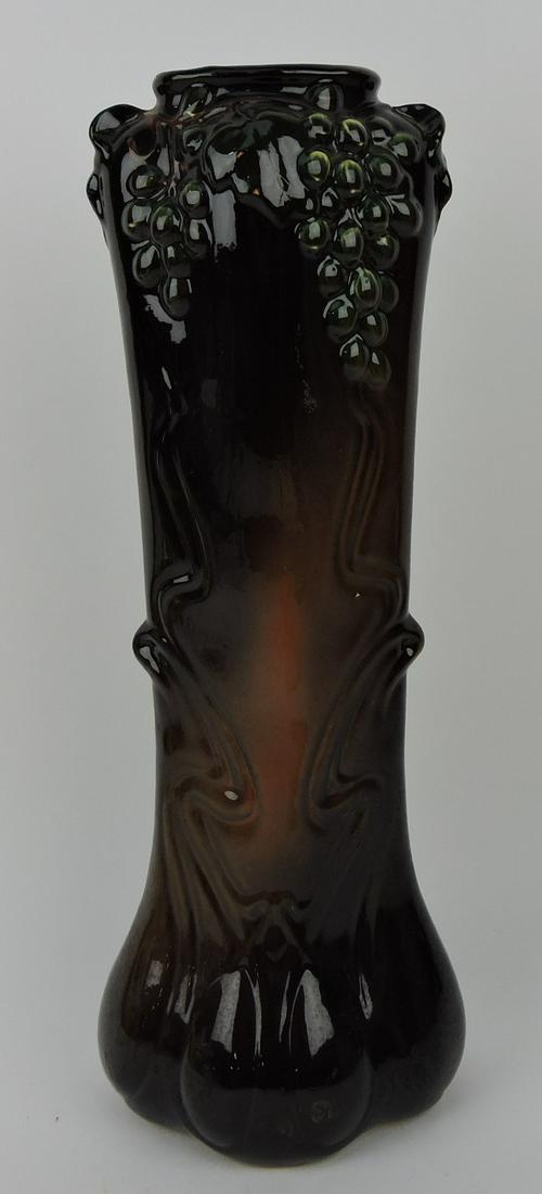 Weller Foretta vase with grape cluster,: chip to one grape, 16"