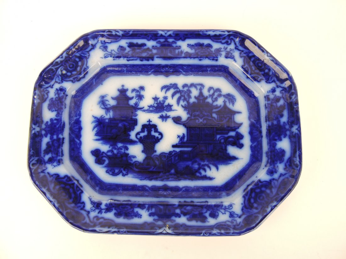 Flow blue Podmore & Walker "Temple" (1 of 1)