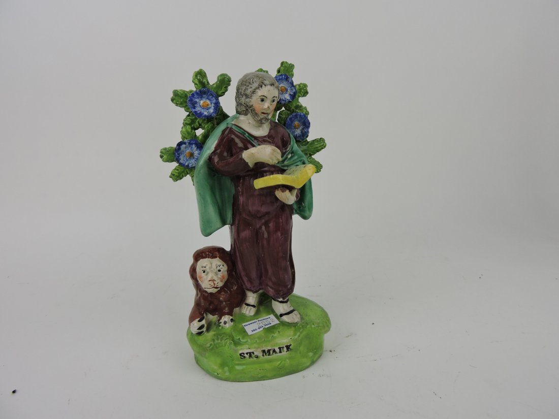 Staffordshire Pearlware St. Mark figure,: 7 1/2"