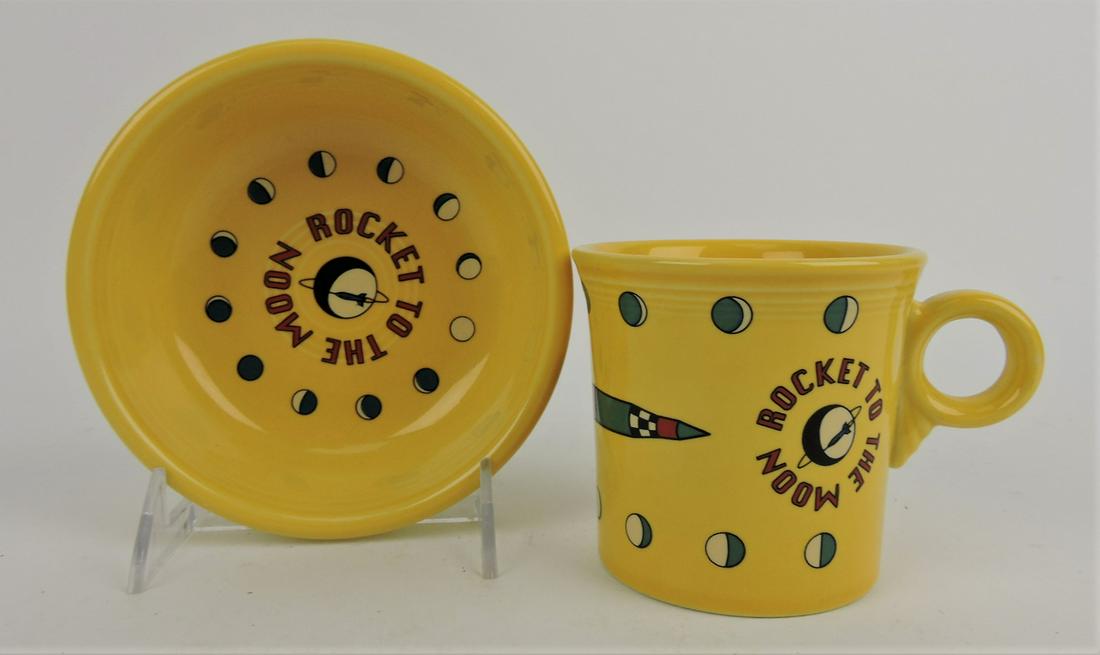 Rare Fiesta Post 86 Rocket to the Moon: American Museum of Natural History mug and bowl