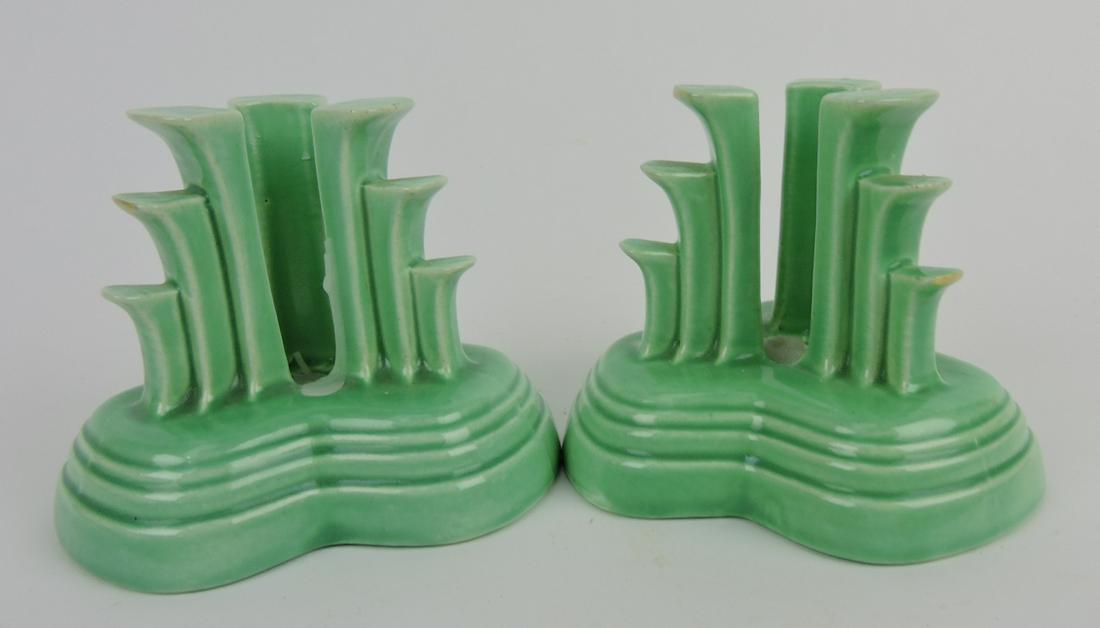Fiesta tripod pair candle holders, green, (1 of 1)