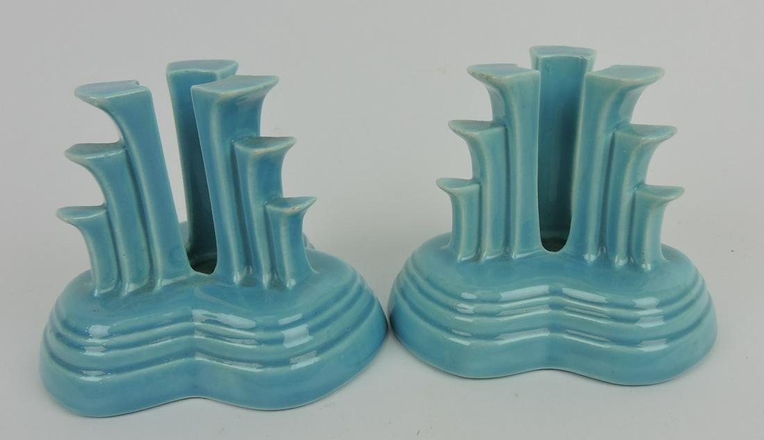 Fiesta pair tripod candle holders, (1 of 1)