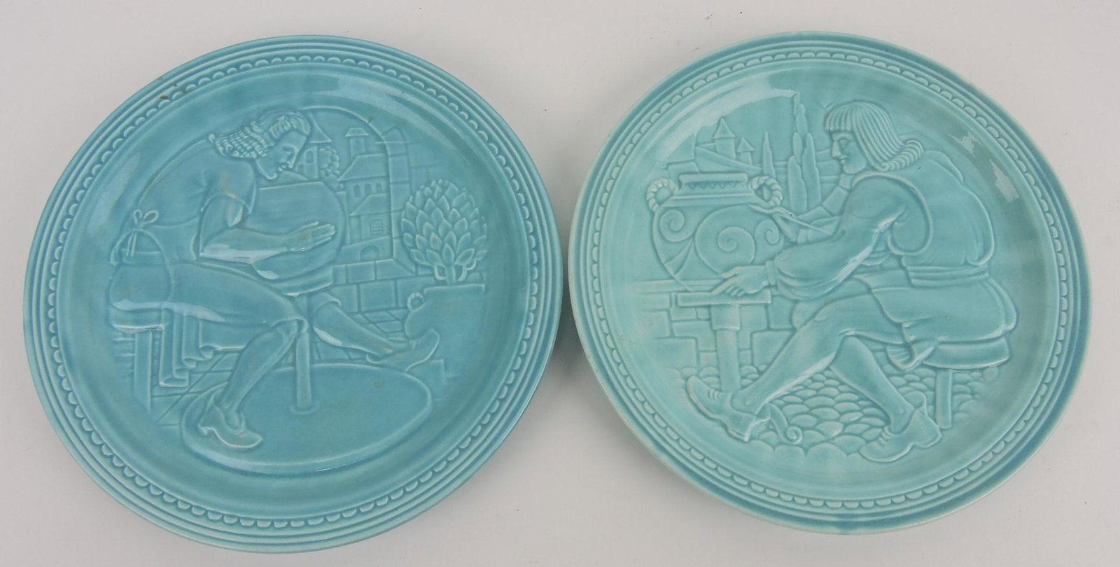 Fiesta World's Fair pair of turquoise potter: plates