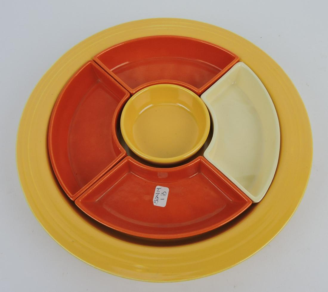 Fiesta relish tray, yellow tray and center, (1 of 1)
