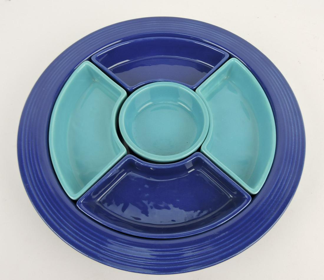 Fiesta relish tray, cobalt tray and 2 sides, (1 of 1)