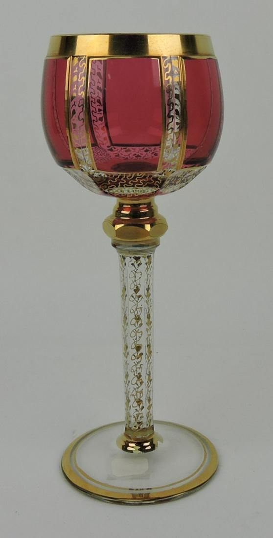 Moser made for L.C. Tiffany cranberry: wine goblet, 8 1/4"