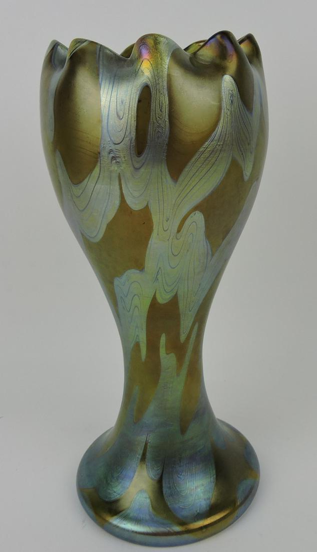 Loetz (signed) 11 1/2" art glass vase: .