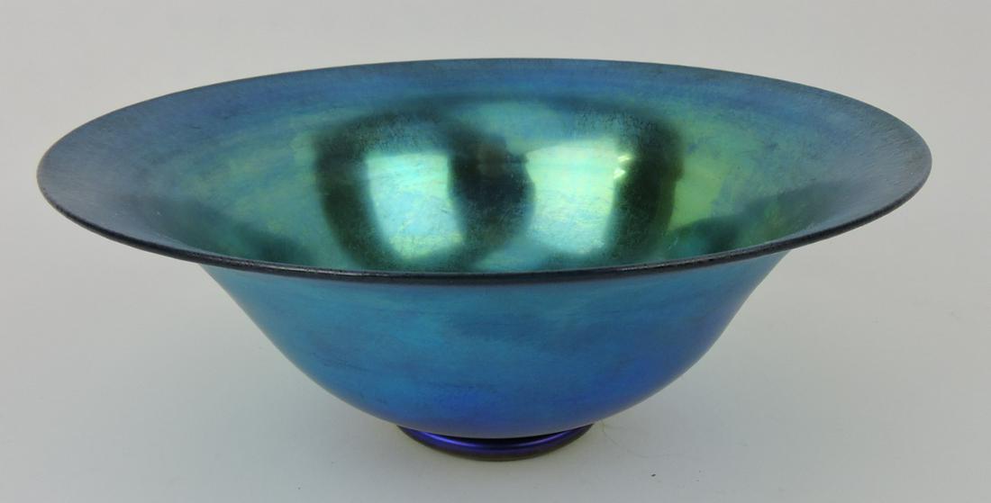 Steuben blue Aurene art glass bowl,: 9 3/4"d, 4"h