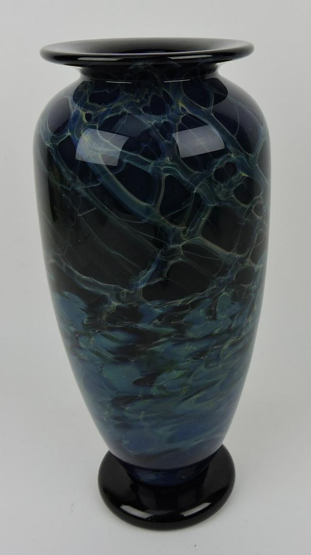 M. Wallace studio art glass blue cloud: vase, 11 1/2"